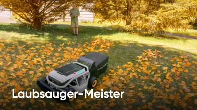 Das Bild zeigt, dass der Rasenmäher wie ein Laubsauger arbeitet und das Schnittgut ohne Rechen einsammelt. Das Bild zeigt, dass der Rasenmäher wie ein Laubsauger arbeitet und das Schnittgut ohne Rechen einsammelt.