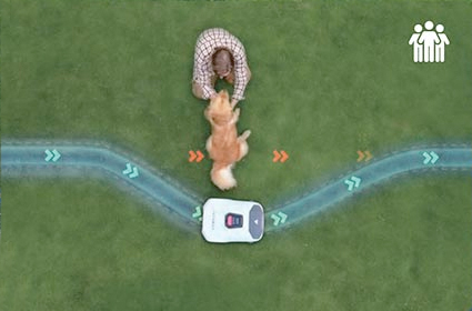 Auf diesem Bild ist zu sehen, wie der Anthbot Hindernissen ausweicht, beispielsweise einem liegenden Hund Auf diesem Bild ist zu sehen, wie der Anthbot Hindernissen ausweicht, beispielsweise einem liegenden Hund